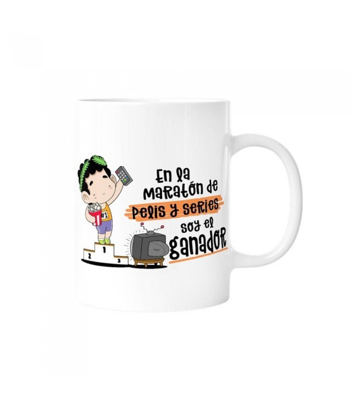 TAZA - EN LA MARATÓN DE PELIS Y SERIES SOY EL GANA