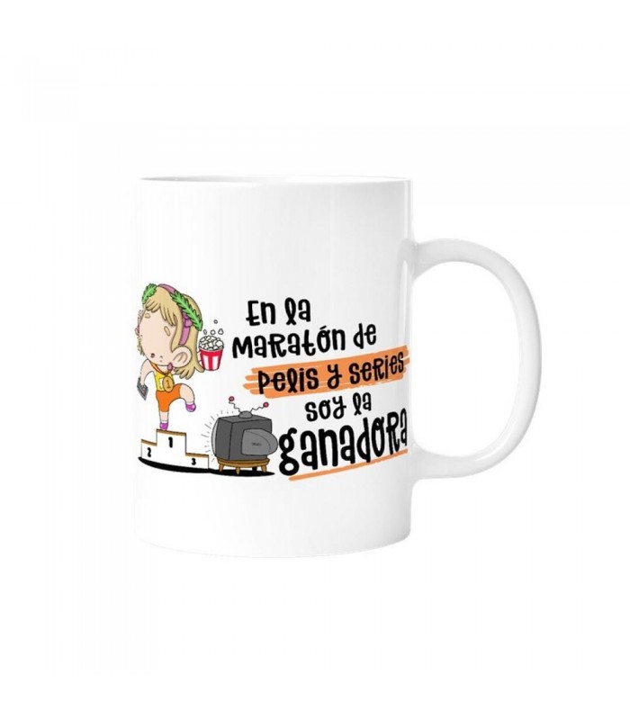 TAZA - EN LA MARATÓN DE PELIS Y SERIES SOY LA GANA