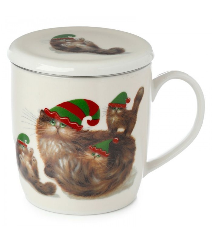 Taza con Tapa para Infusiones de Porcelana Navidad