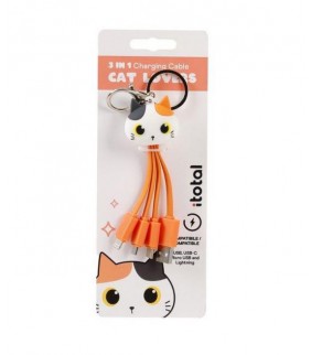 Cables usb 3 en 1 gato naranja