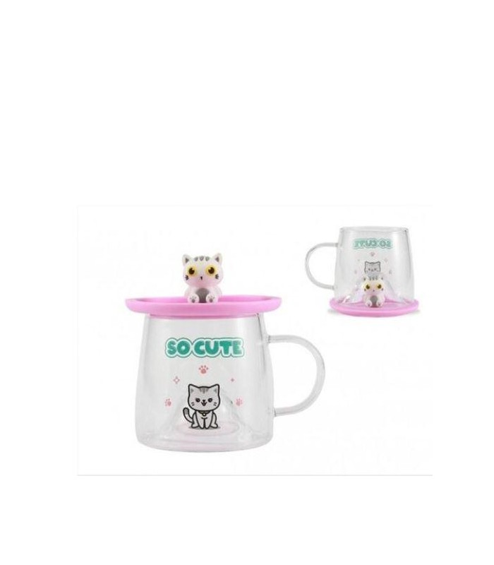 Taza Ceramica con Asa I-Total Charmy Gato Blanco