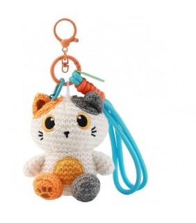 LLAVERO CROCHET GATO NARANJA